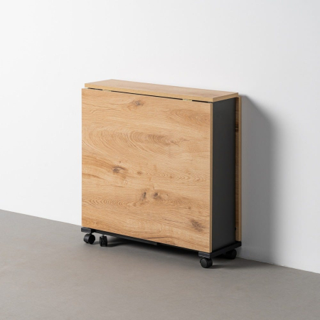 Mese - Masă pliabilă din melamina maro cu structura metalica neagra 148x71x74 cm