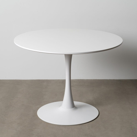 Masă de dining rotundă albă din MDF și metal [1]