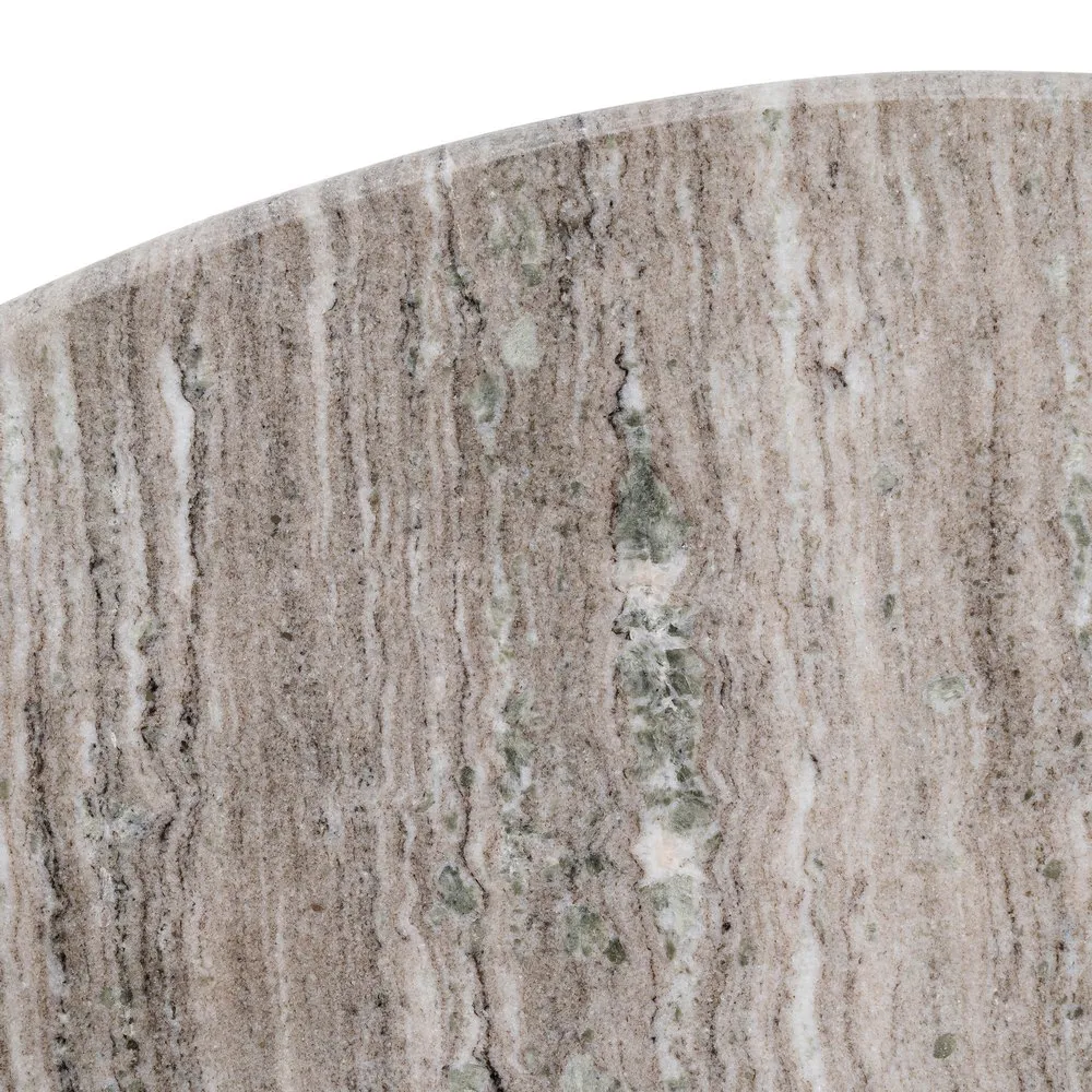 Masă dining marmură crem-gri cu bază conică sculptată mango maro [8]