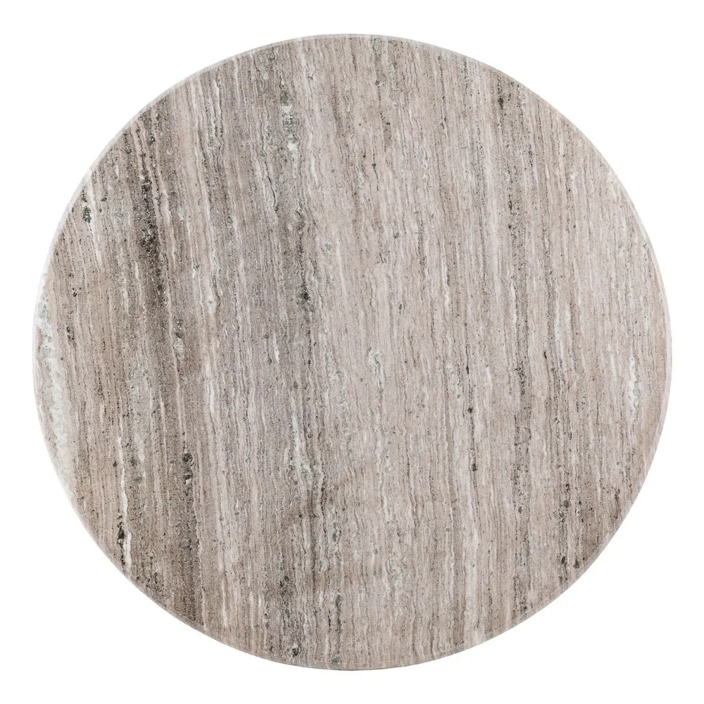 Masă dining marmură crem-gri cu bază conică sculptată mango maro [6]