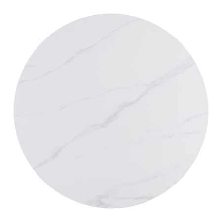 Masă de dining rotundă din ceramică albă și metal alb [8]