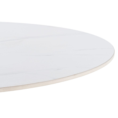 Masă de dining rotundă din ceramică albă și metal alb [3]