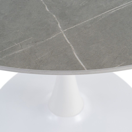Masă de dining rotundă din ceramică gri și metal alb [2]