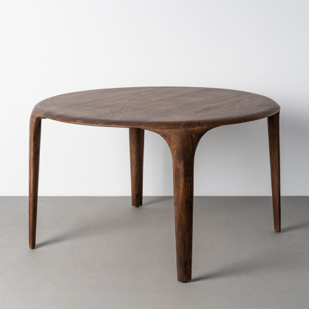 Stil de design - Masa de dining rotunda din lemn de mango cu blat masiv si picioare conice