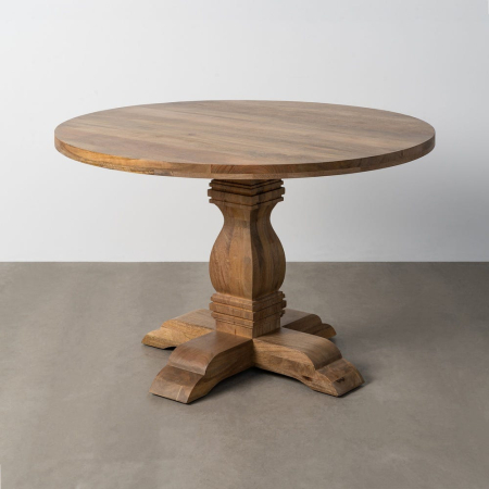 Masă dining rotundă lemn mango rustic elegant [1]