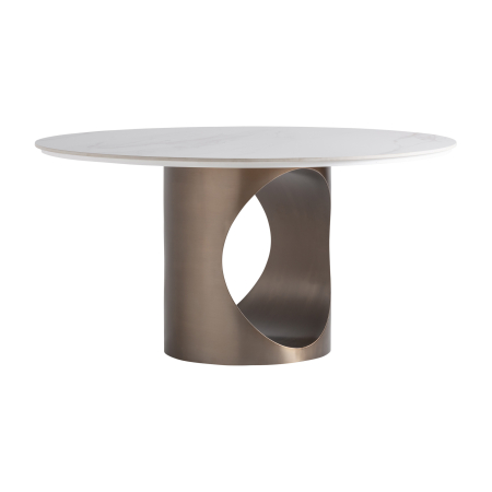 Mese Dining - Masă de dining rotundă din piatră sinterizată și bronz