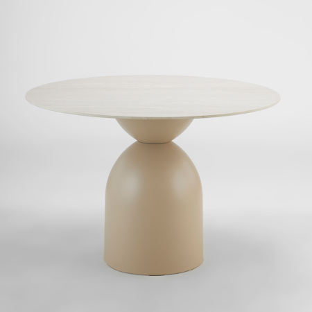Mese Dining - Masă de dining rotundă din ceramica crem
