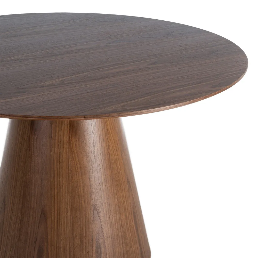 Masă de dining rotundă maro din MDF cu aspect lemn [2]