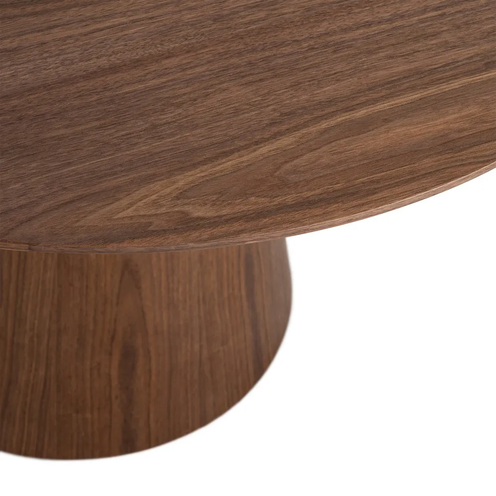 Masă de dining rotundă maro din MDF cu aspect lemn [7]