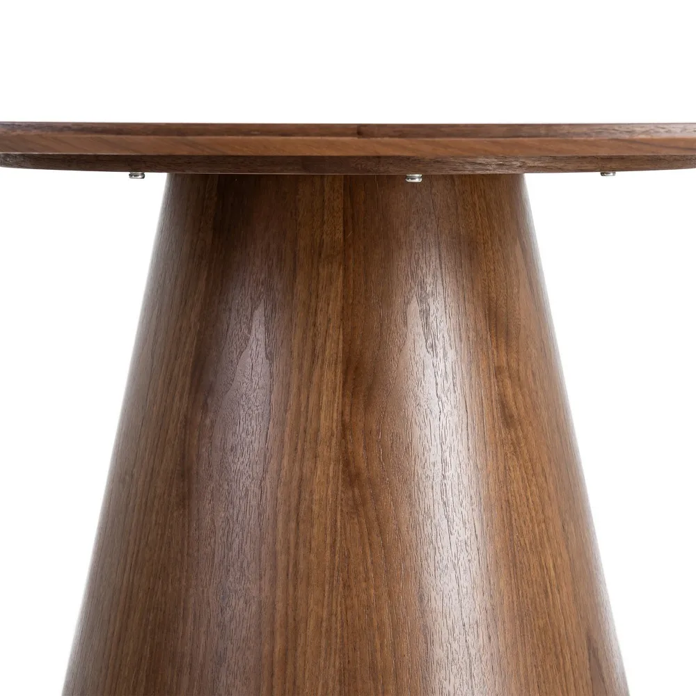 Masă de dining rotundă maro din MDF cu aspect lemn [3]