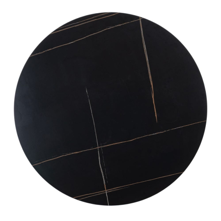 Masă de dining rotundă neagră din piatră sinterizată și metal [8]