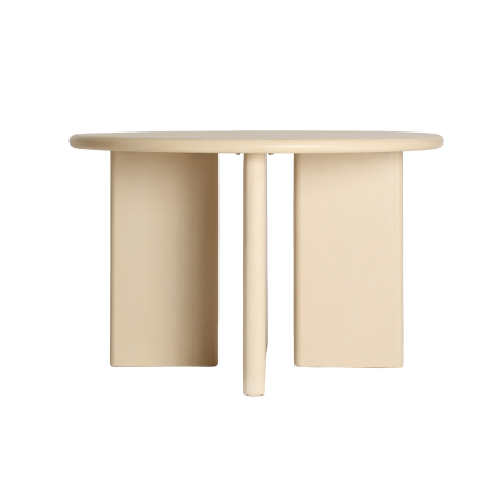 Mobilier Gradina in Stil Contemporan - Masă de exterior rotundă cu blat bej din microciment și bază arhitecturală fermă