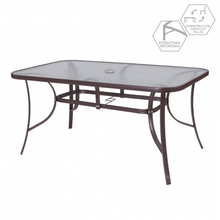 Mobilier Gradina - masa-neila-sticla-securizata-otel-maro-exterior