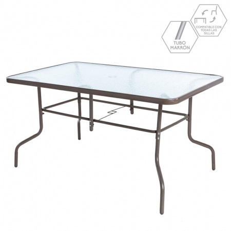 Mobilier Gradina - masa-clasic-gradina-sticla-otel-maro