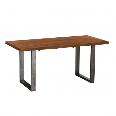 Mese Dining - Masă acacia finisaj nuc 160x80x76 cm cu picioare metalice negre, stil modern.
