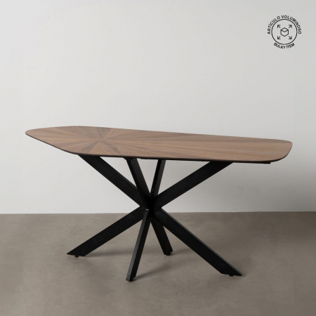 Mese Dining - Masă MDF finisaj natur cu bază metalică geometrică