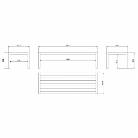 Masă IO 280 antracit – aluminiu vopsit, vedere laterală [6]