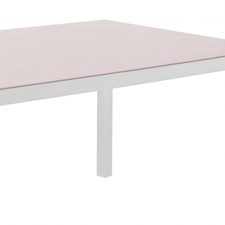 Masă Thais albă – 150 cm, vedere frontală cu blat de sticlă [2]