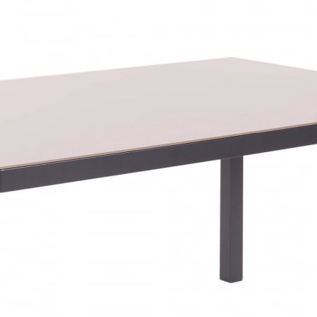 Masă Thais Charcoal – 150 cm, vedere laterală cu blat din sticlă [2]