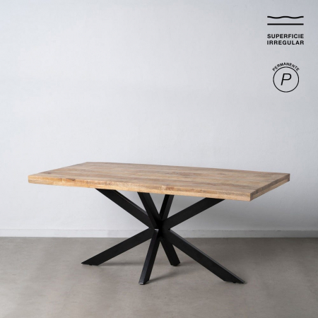 Mese Dining - Masă mango masiv 180 cm cu structură metalică tip spider