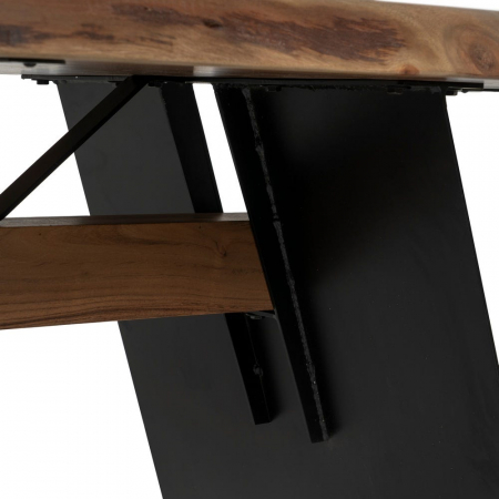 Masă dining 260 cm acacia natur & picioare metalice negre [6]