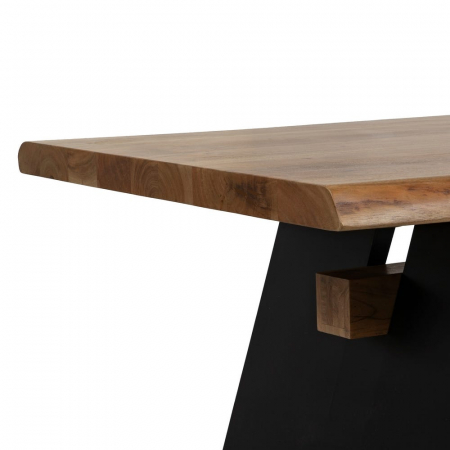 Masă dining 260 cm acacia natur & picioare metalice negre [5]
