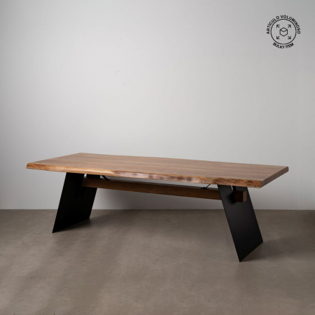 Mese - Masă dining 260 cm acacia natur & picioare metalice negre