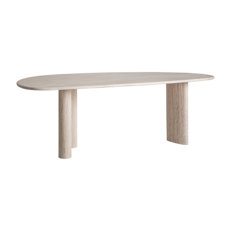 Mese Dining - Masă de dining ovală din travertin alb spart