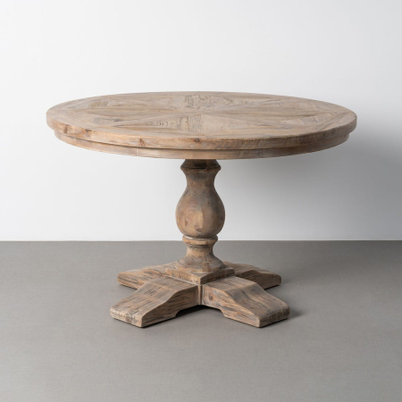 Mese Dining - Masa dining rotunda din lemn de pin reciclat