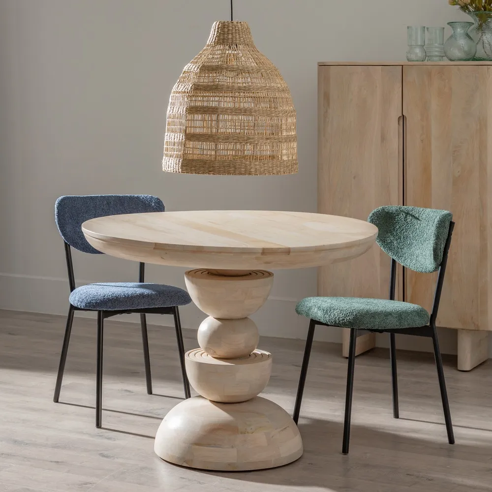Masa Dining Rotunda Lemn Mango Alb, de la creativdeco.ro [1]