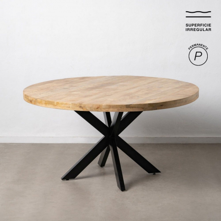 Mese Dining - Masă rotundă mango 150 cm cu structură metalică în stea