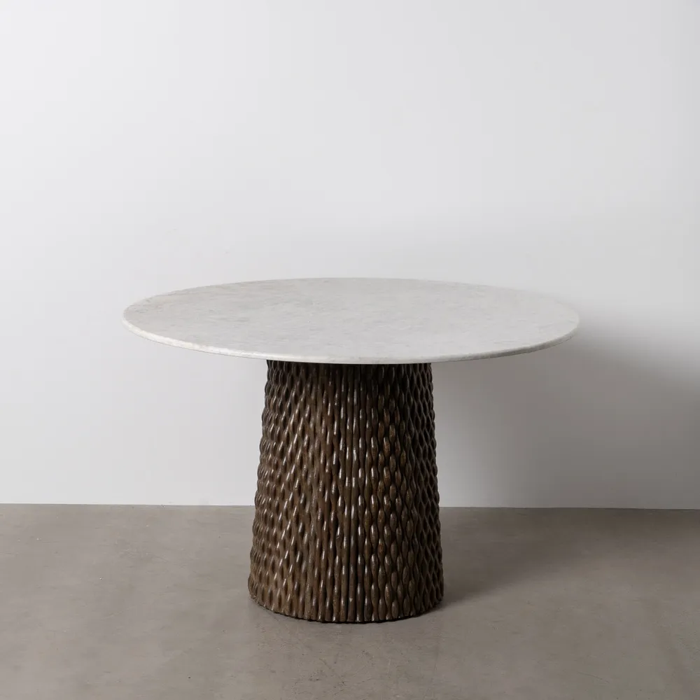 Masa Dining rotunda, marmura lemn de mango - creativdeco.ro [2]