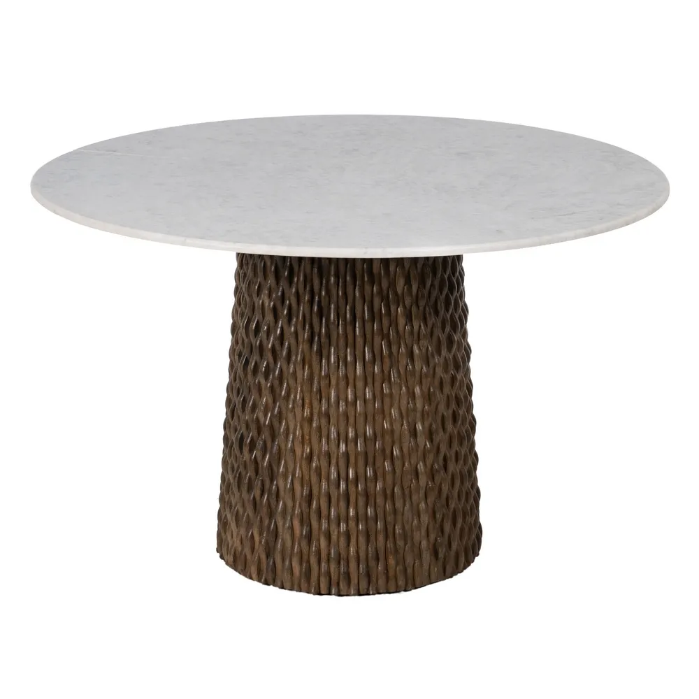 Masa Dining rotunda, marmura lemn de mango - creativdeco.ro [0]