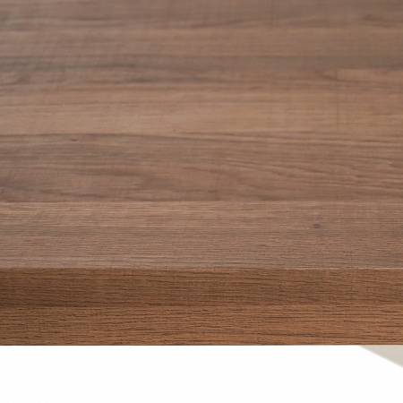 Masă 160 cm MDF natur cu structură metalică albă în stea [2]