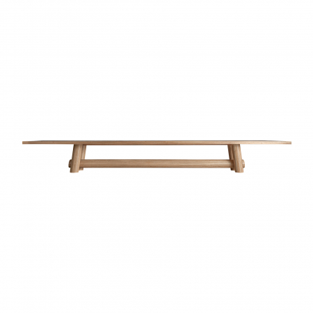 Mobilier - Masă dining stejar masiv 600 cm cu picioare înclinate și bară suport.