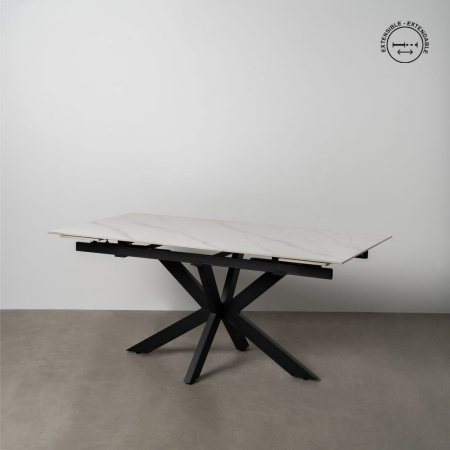 Masa Extensibila Moderne CreativDeco - Blat Ceramica Imitatie Marmura
