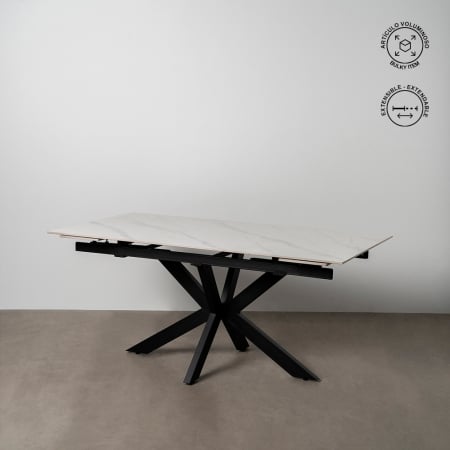 Mese Dining - Masa Extensibila Moderne CreativDeco - Blat Ceramica Imitatie Marmura