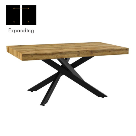 Mese - Masă extensibilă de dining din MDF melaminat maro cu aspect de lemn natural