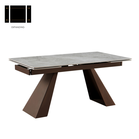 Mese - Masă extensibilă de dining din piatră compozită gri cu aspect de piatră