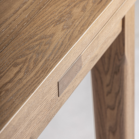 Masă extensibilă frasin maro deschis, design clasic rotunjit. [6]