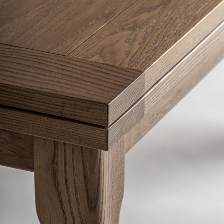 Masă extensibilă frasin maro deschis, design clasic rotunjit. [4]