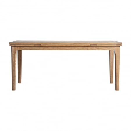 Mese Dining - Masă extensibilă frasin maro deschis, design clasic rotunjit.
