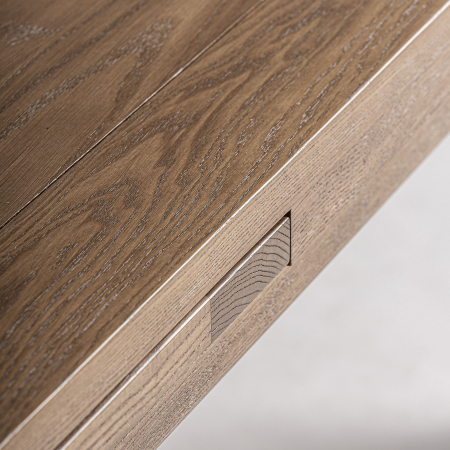 Masă extensibilă frasin maro deschis, design clasic rotunjit. [5]