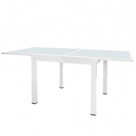 Masă Thais pătrată extensibilă albă – aluminiu și sticlă pentru balcon [2]