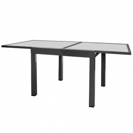 Masă Thais pătrată grafit extensibilă – aluminiu și sticlă pentru balcon [1]