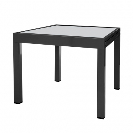 Masă Thais pătrată grafit extensibilă – aluminiu și sticlă pentru balcon