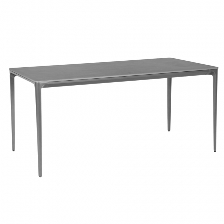 Mese Dining - Masă Baton cu suprafață din piatră gri închis și structură aluminiu – vedere laterală