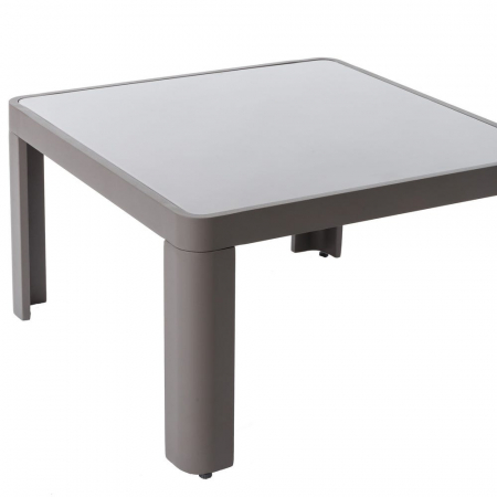masă STELLA – patrata, aluminiu gri cald, blat sticlă exterior [2]
