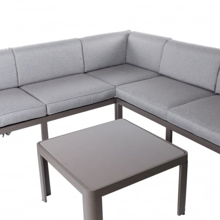 masă STELLA – patrata, aluminiu gri cald, blat sticlă exterior [4]