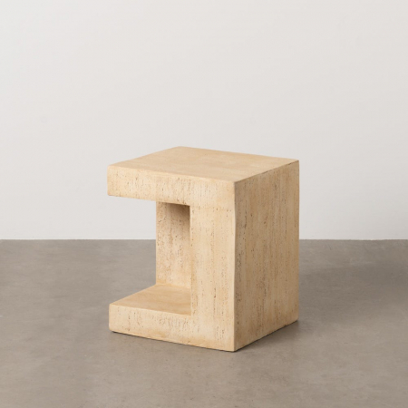 Mobilier - Masă laterală C bej – design sculptural și textură naturală